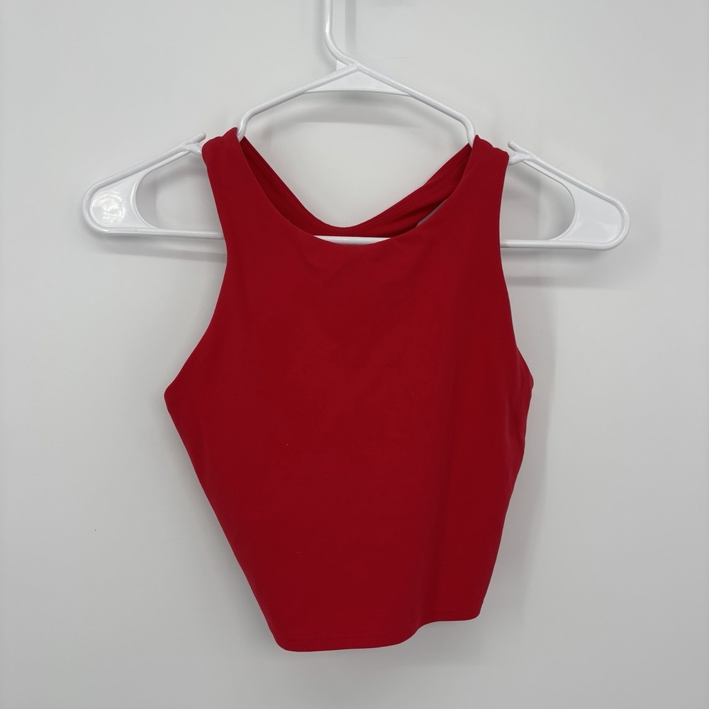 Athleta Sports Bra Red Racerback Womens XS Built In Bra Gym Yoga Running